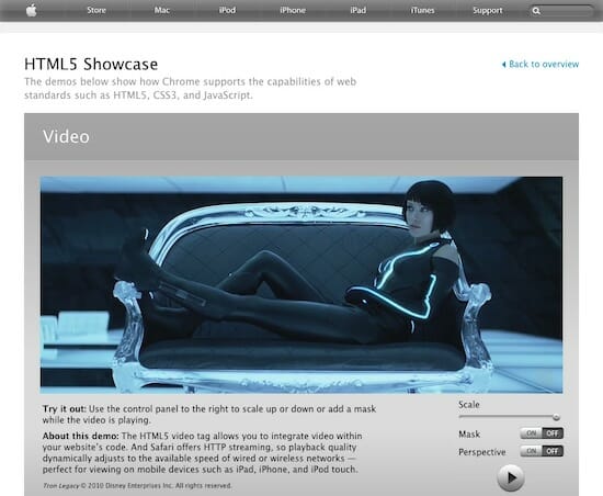 HTML5 Showcase Video / Apple.com