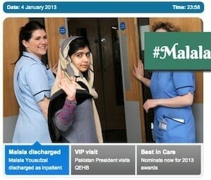 Malala Yousufzai discharged from QEHB / www.uhb.nhs.uk