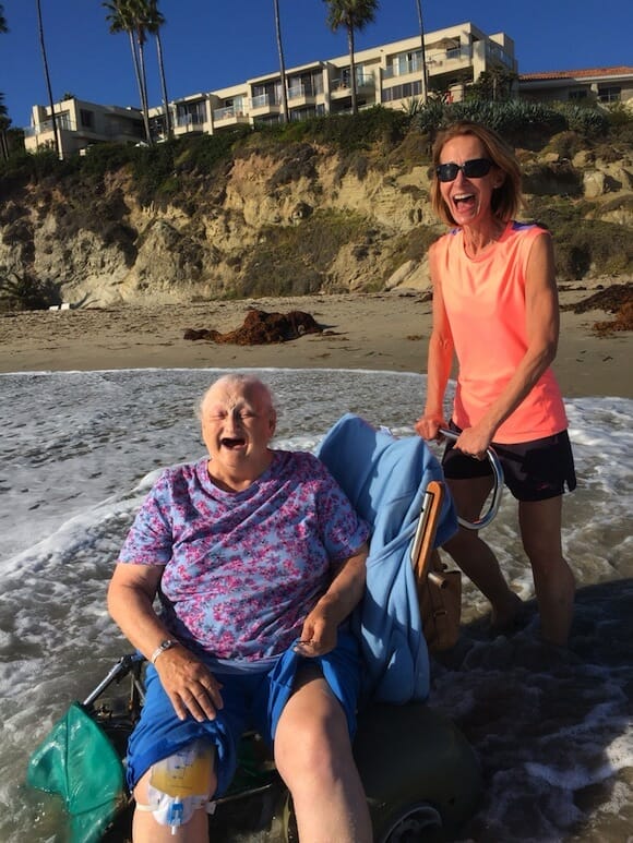 My grandma wanted to see the ocean one last time before checking into hospice. Her face says it all. (i.imgur.com)