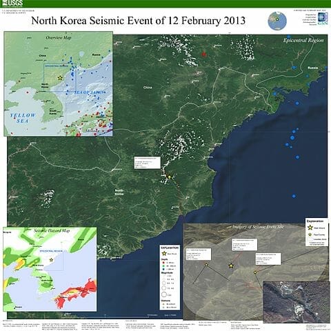 USGSによる2013年の北朝鮮による核実験の画像 / Wikipedia
