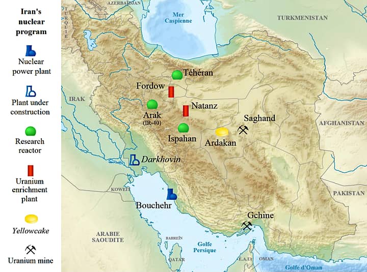 Iran nuclear program map