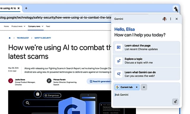 Gemini in Chrome for PC